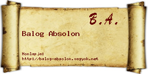 Balog Absolon névjegykártya