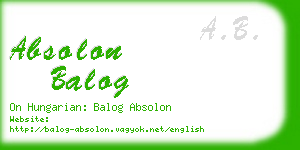 absolon balog business card